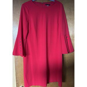 Tommy Hilfiger Women's Red Bell Sleeve Sheath Dress Size 14 Plus Size
